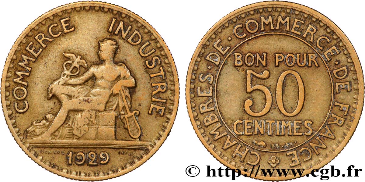 50 centimes Chambres de Commerce 1929  F.191/11 TB 