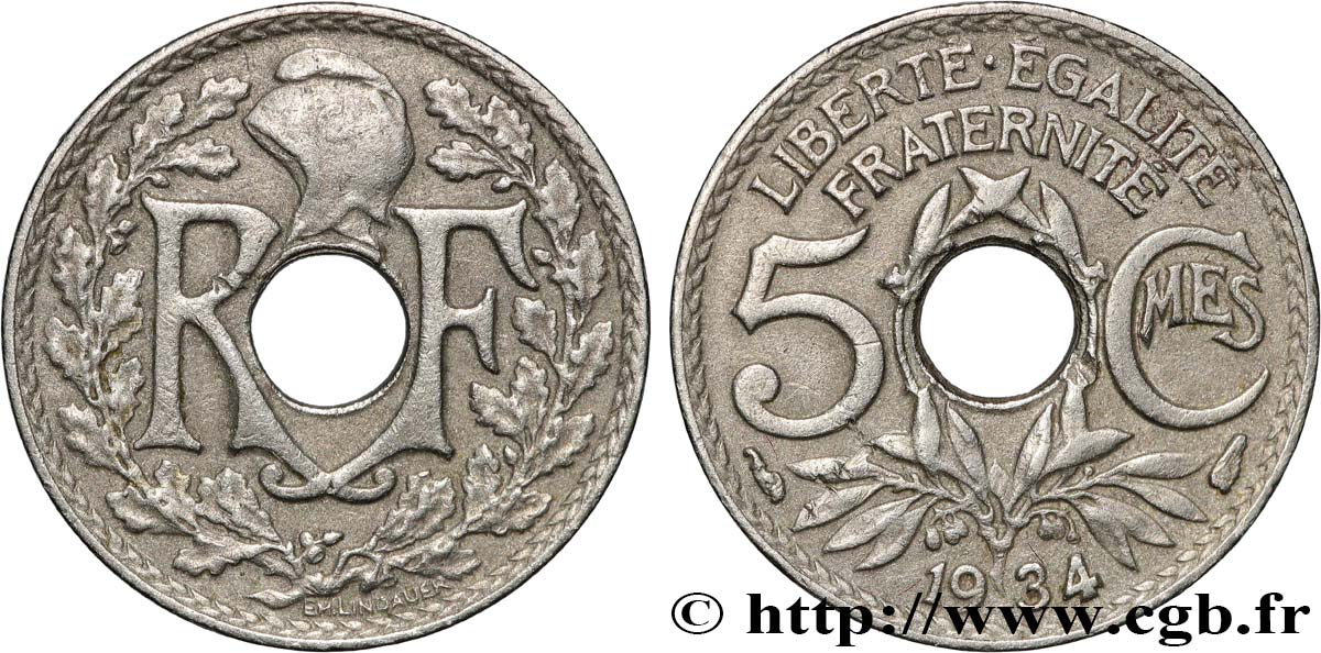 5 centimes Lindauer, petit module 1934 Paris F.122/17 q.SPL 