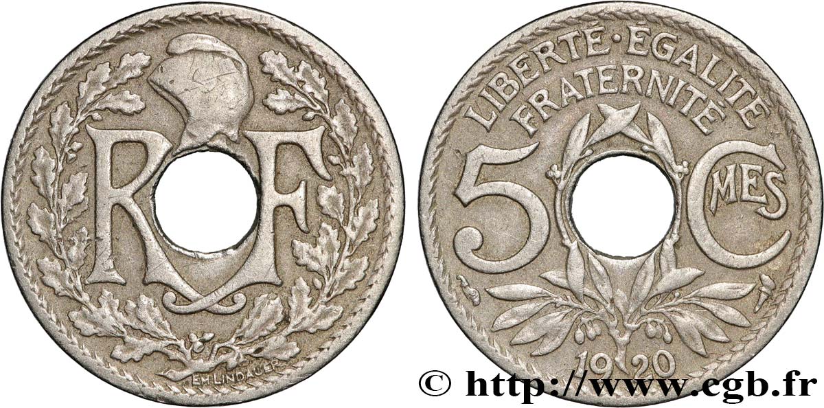 5 centimes Lindauer, grand module 1920  F.121/4 MBC 