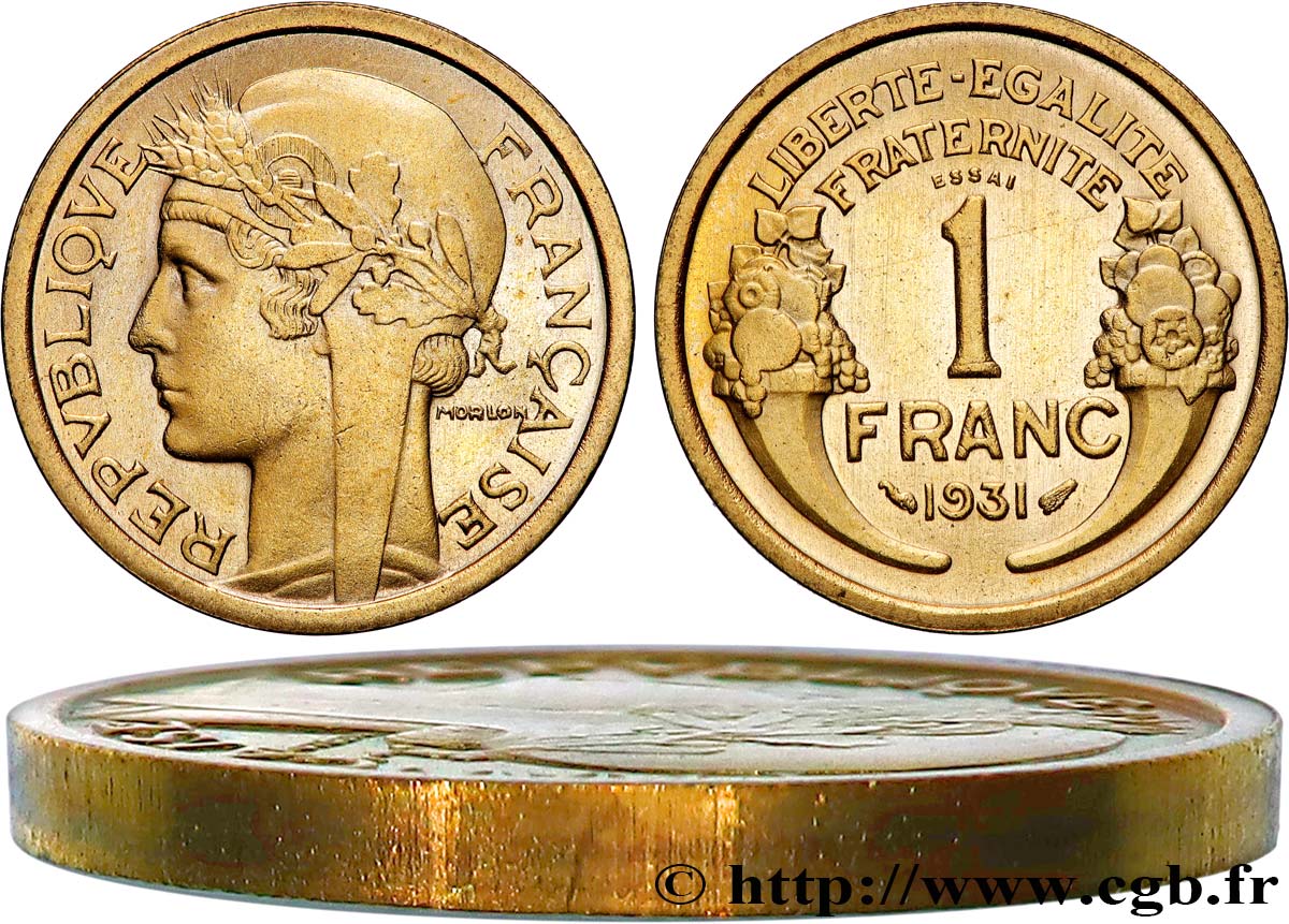 Essai-Piéfort de 1 franc Morlon 1931  GEM.97 EP fST64 