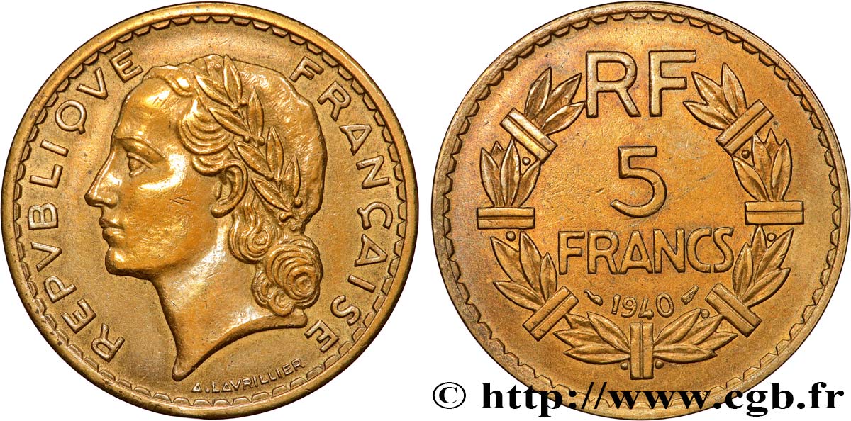 5 francs Lavrillier, bronze-aluminium 1940  F.337/4 q.SPL 