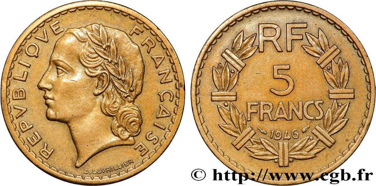 5 francs Lavrillier, bronze-aluminium 1946  F.337/7 MBC 