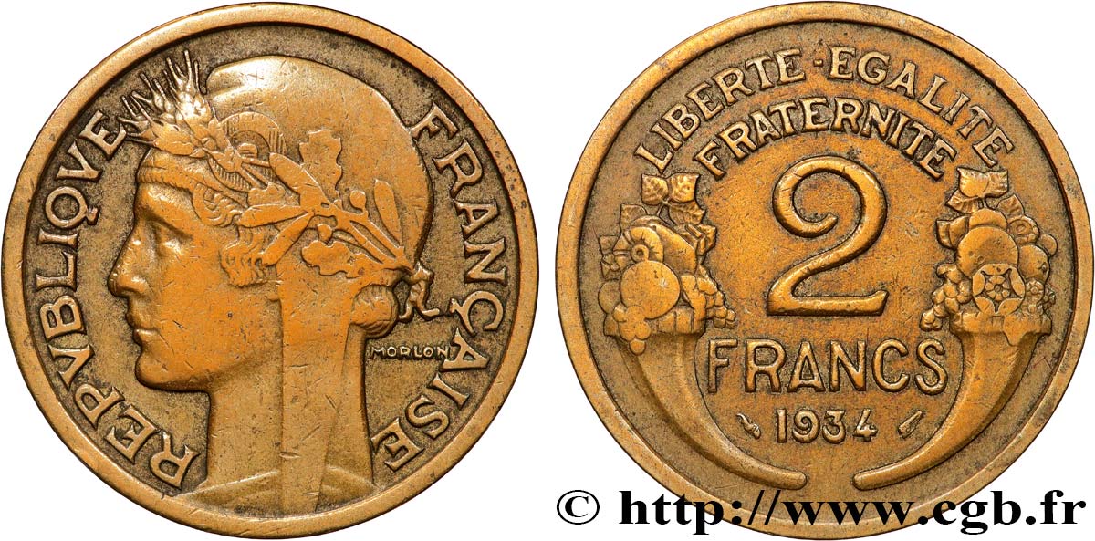 2 francs Morlon 1934  F.268/7 VF 