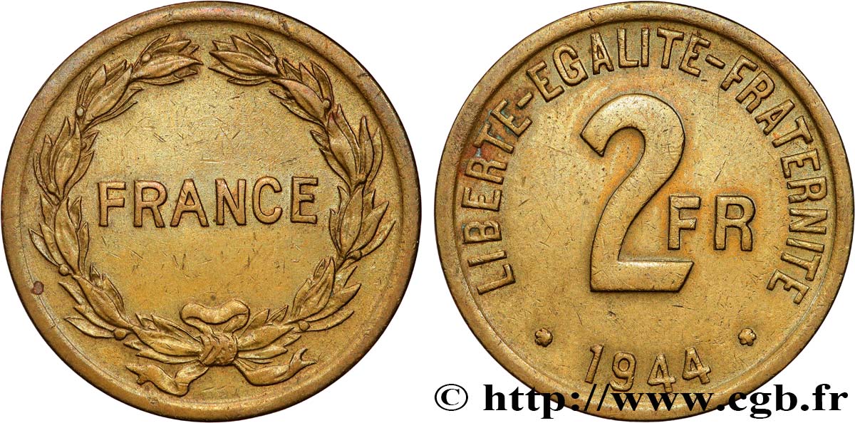 2 francs France 1944  F.271/1 VF 