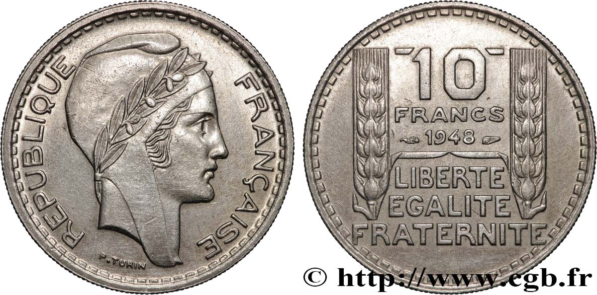 10 francs Turin, petite tête 1948  F.362/3 SPL 