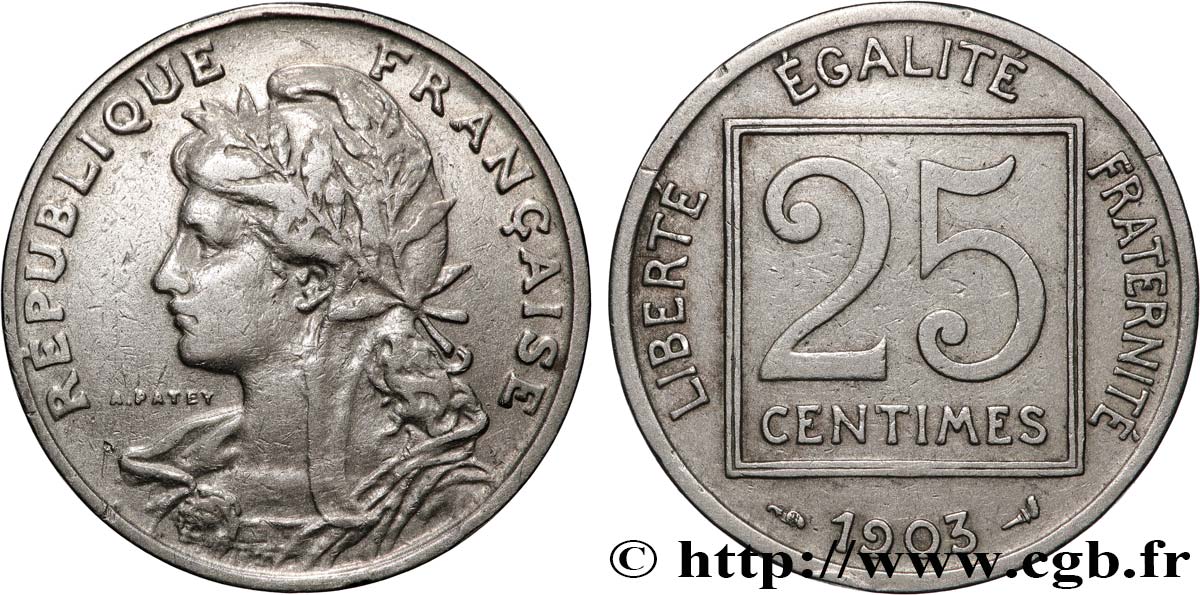 25 centimes Patey, 1er type 1903  F.168/3 BC 