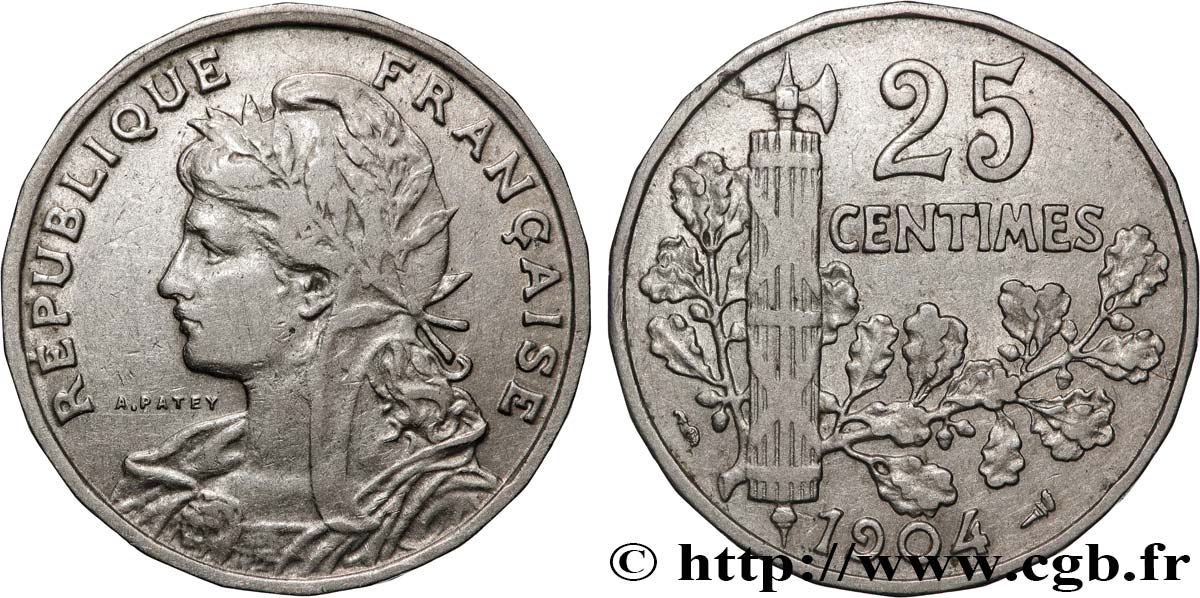 25 centimes Patey, 2e type 1904  F.169/2 TB 