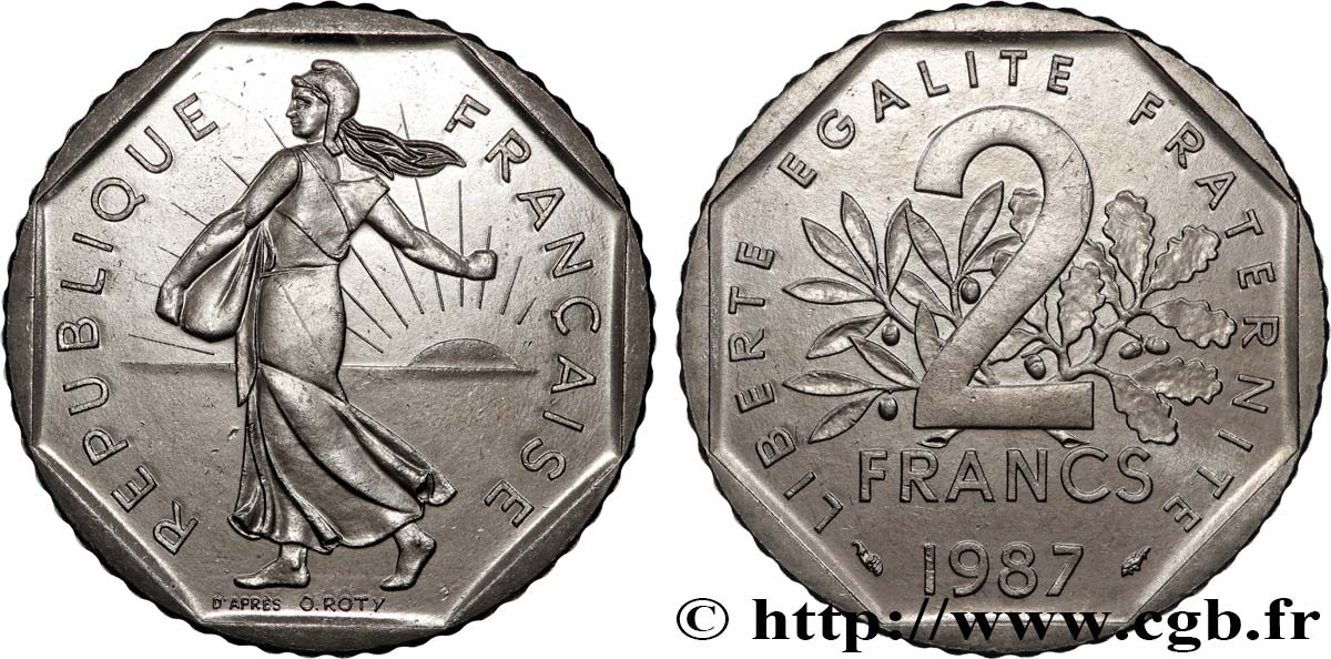 2 francs Semeuse, nickel 1987 Pessac F.272/11 XF 