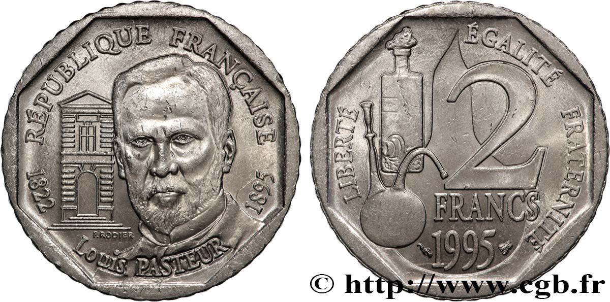 2 francs Louis Pasteur 1995 Pessac F.274/2 MBC+ 