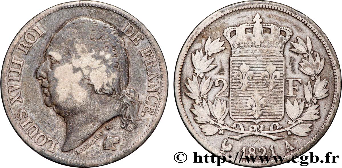 2 francs Louis XVIII 1821 Paris F.257/32 TB 