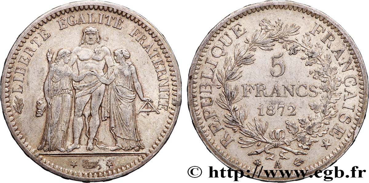 5 francs Hercule 1872 Paris F.334/6 AU50 