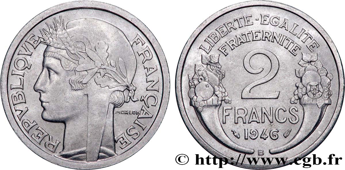 2 francs Morlon, aluminium 1946 Beaumont-Le-Roger F.269/9 VZ 