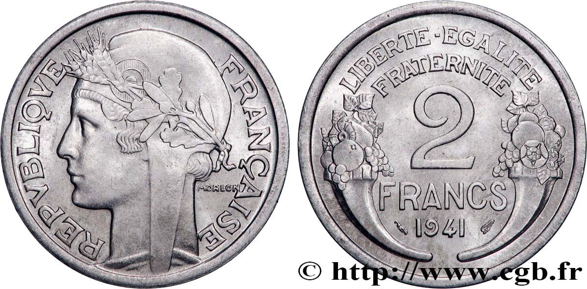 2 francs Morlon, aluminium 1941  F.269/2 SC63 