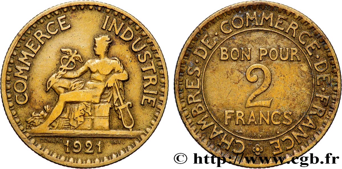 2 francs Chambres de Commerce 1921  F.267/3 BC+ 