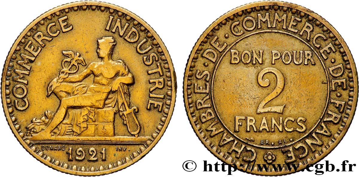 2 francs Chambres de Commerce 1921  F.267/3 VF 