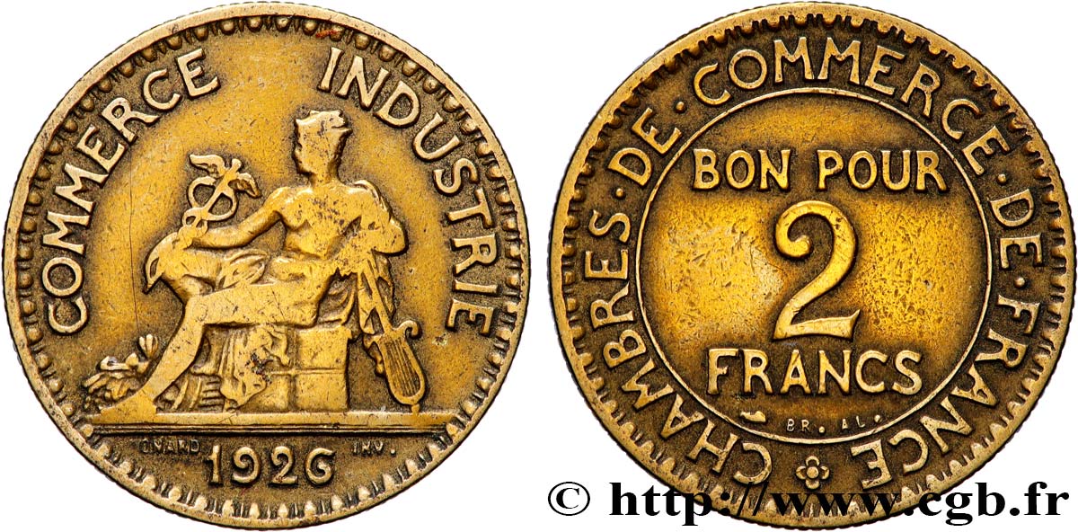 2 francs Chambres de Commerce 1926  F.267/8 VG 