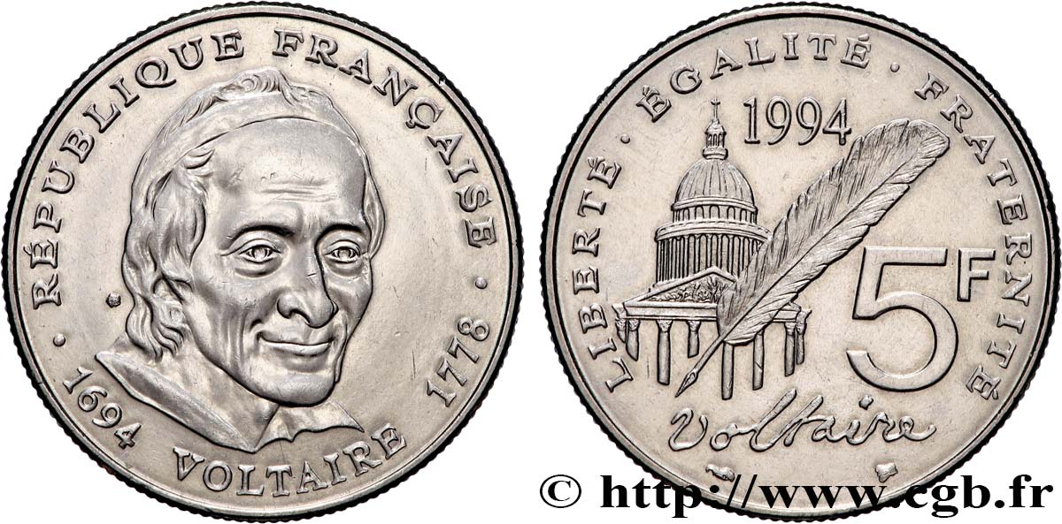 5 francs Voltaire 1994  F.344/2 SPL 