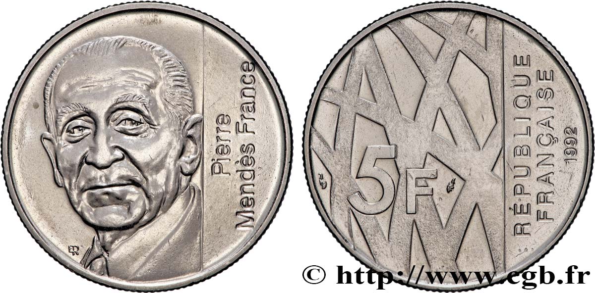 5 francs Mendès-France 1992  F.343/2 SUP 