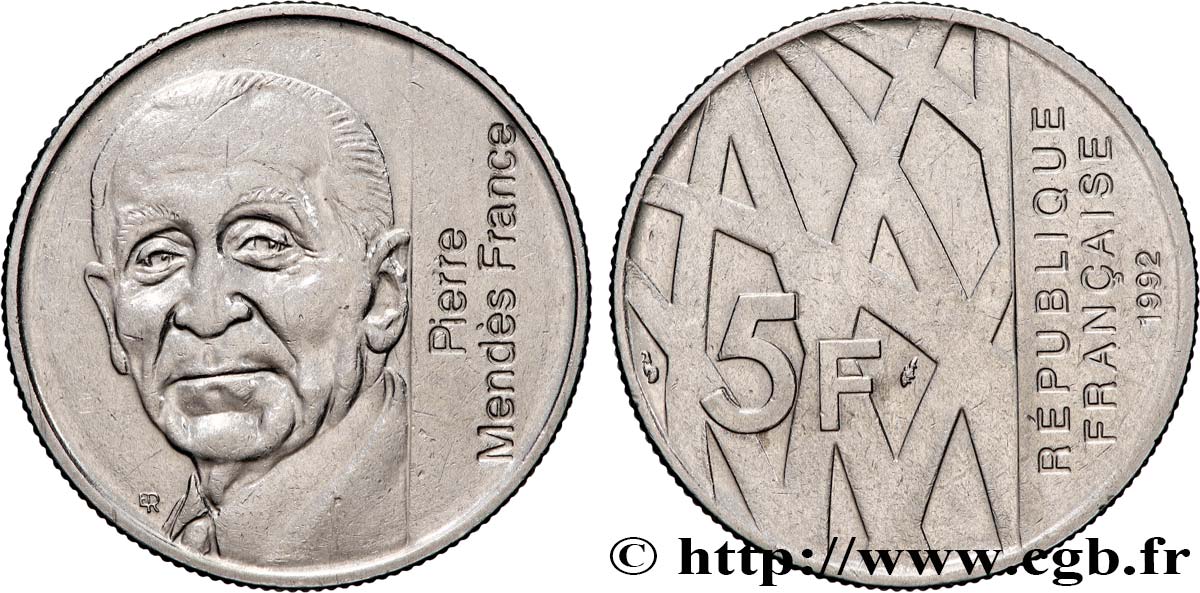 5 francs Mendès-France 1992  F.343/2 q.SPL 