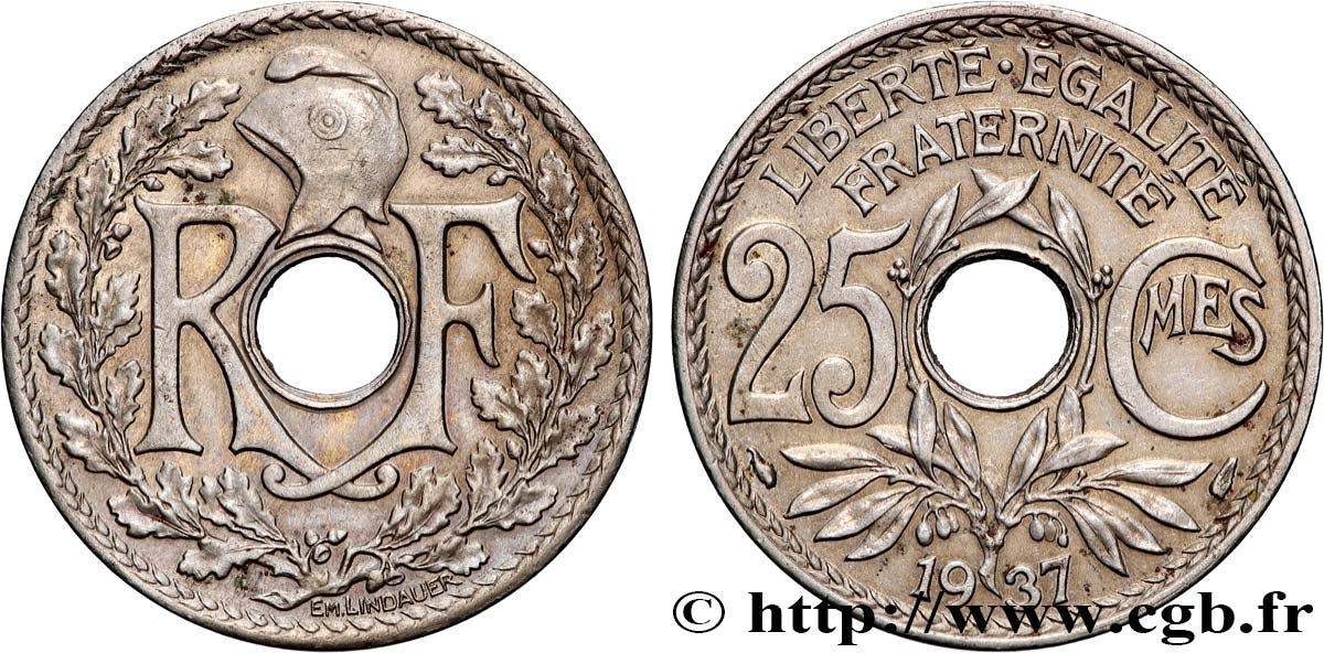 25 centimes Lindauer 1937  F.171/20 SUP 
