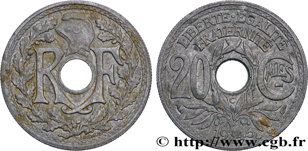 20 centimes Lindauer Zinc 1945 Castelsarrasin F.155/4 AU 