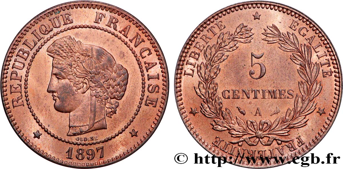 5 centimes Cérès 1897 Paris F.118/39 SPL64 
