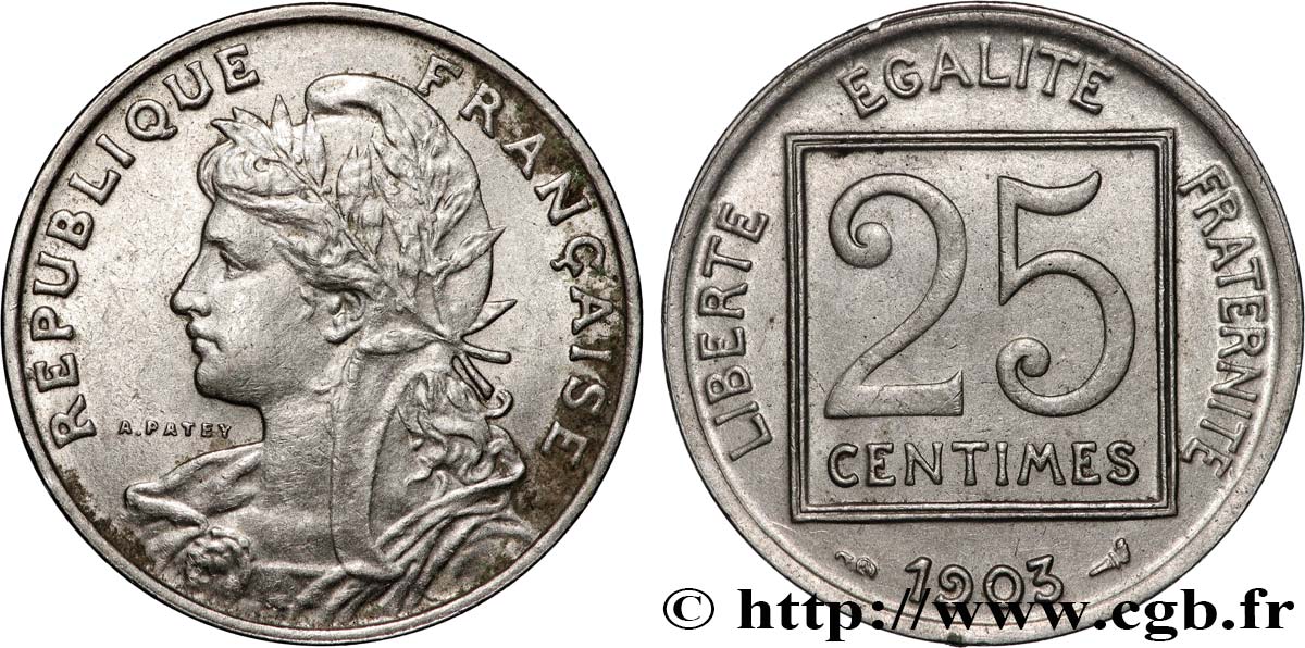 25 centimes Patey, 1er type 1903  F.168/3 EBC 