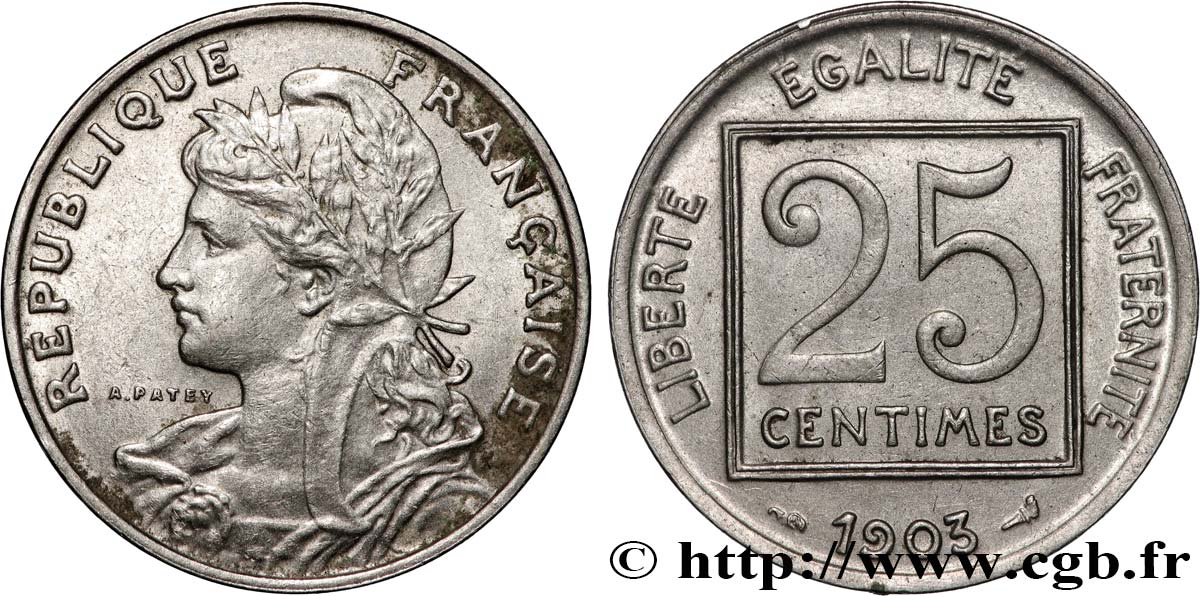 25 centimes Patey, 1er type 1903  F.168/3 SPL 