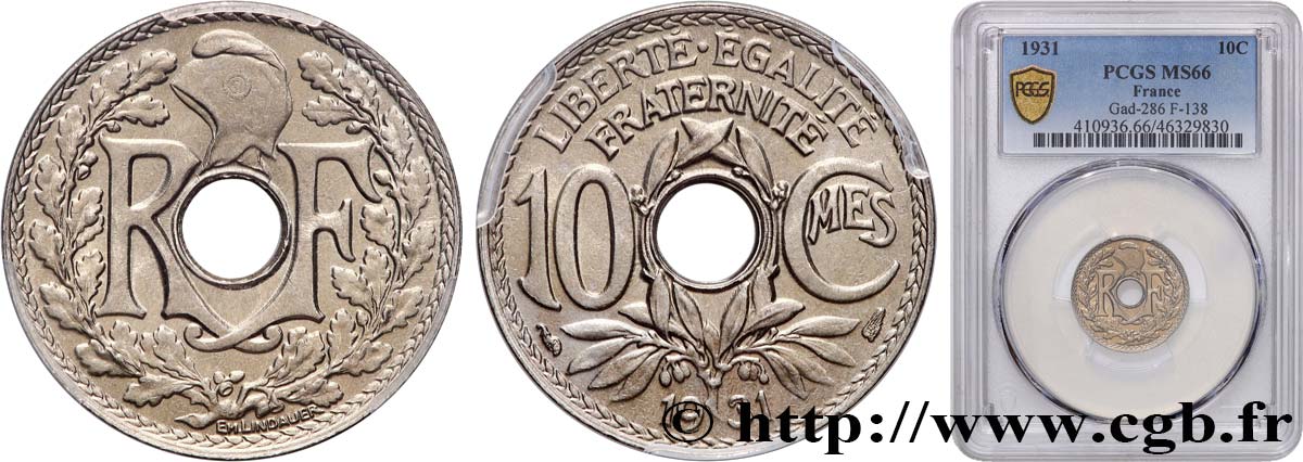 10 centimes Lindauer 1931  F.138/18 FDC66 PCGS