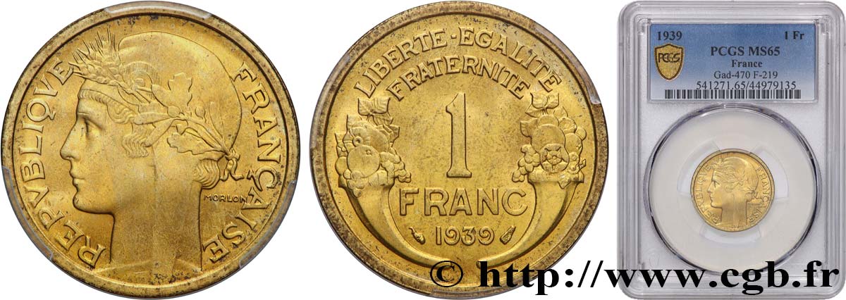1 franc Morlon 1939 Paris F.219/10 MS65 PCGS