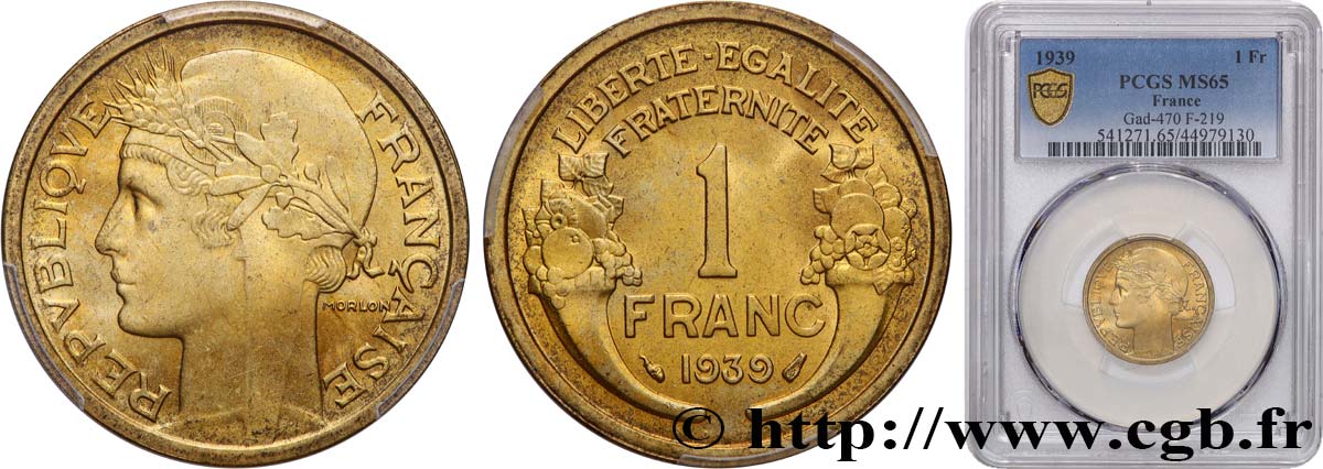 1 franc Morlon 1939 Paris F.219/10 FDC65 PCGS