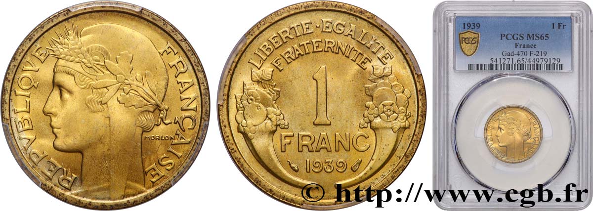 1 franc Morlon 1939 Paris F.219/10 ST65 PCGS