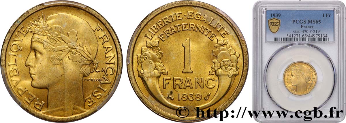 1 franc Morlon 1939 Paris F.219/10 MS65 PCGS