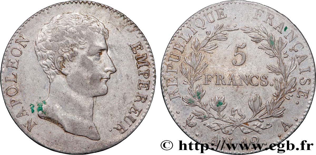 5 francs Napoléon Empereur, type intermédiaire 1804 Paris F.302/1 MBC 