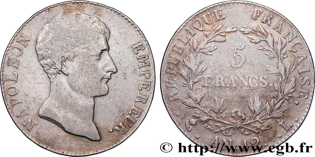 5 francs Napoléon Empereur, type intermédiaire 1804 Bayonne F.302/7 MB 