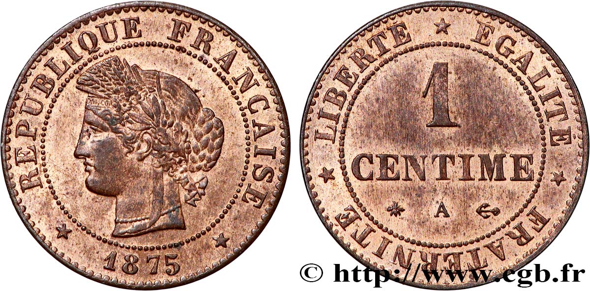 1 centime Cérès 1875 Paris F.104/4 SUP62 
