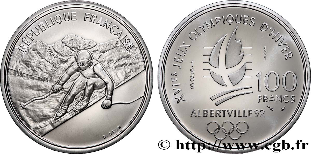 Essai Brillant Universel 100 francs - Ski Alpin / Descente du Mont-Blanc 1989 Paris F5.1606 2 MS 