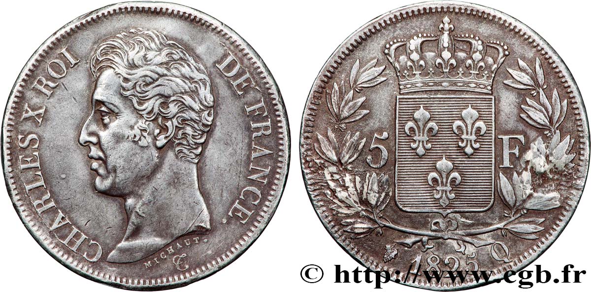 5 francs Charles X, 1er type 1825 Perpignan F.310/13 fSS 