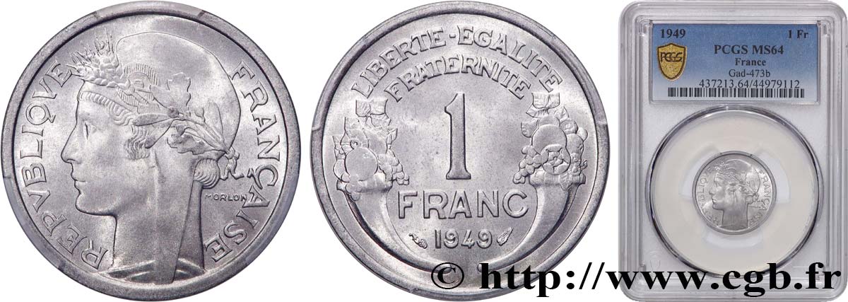 1 franc Morlon, légère 1949  F.221/15 SPL64 PCGS