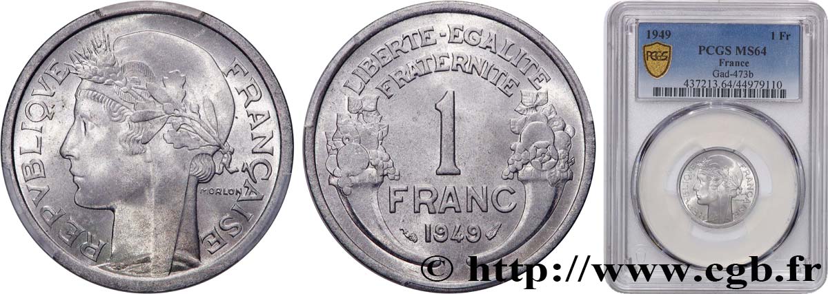 1 franc Morlon, légère 1949  F.221/15 MS64 PCGS