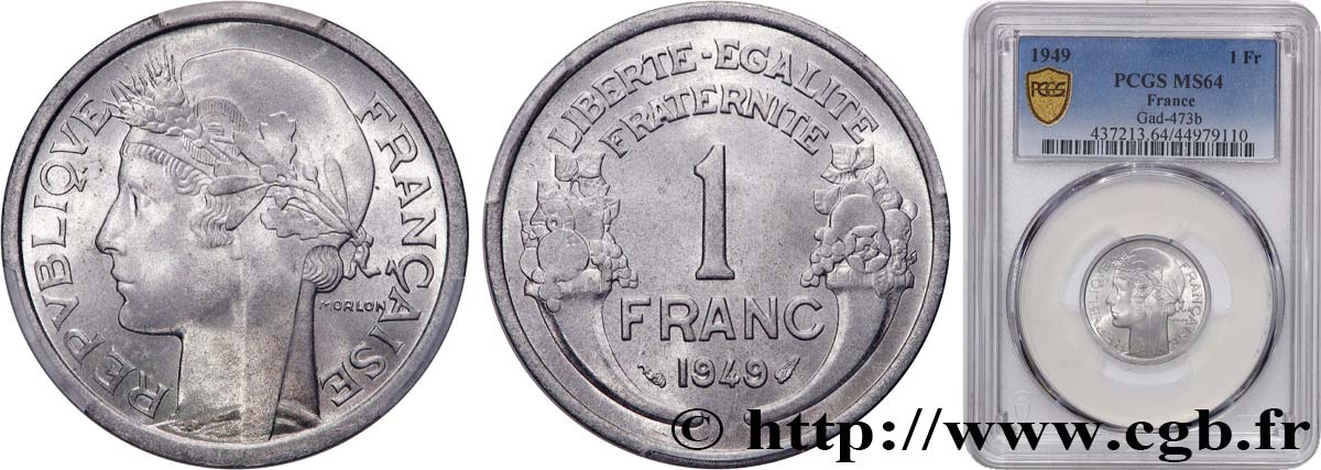 1 franc Morlon, légère 1949  F.221/15 SC64 PCGS