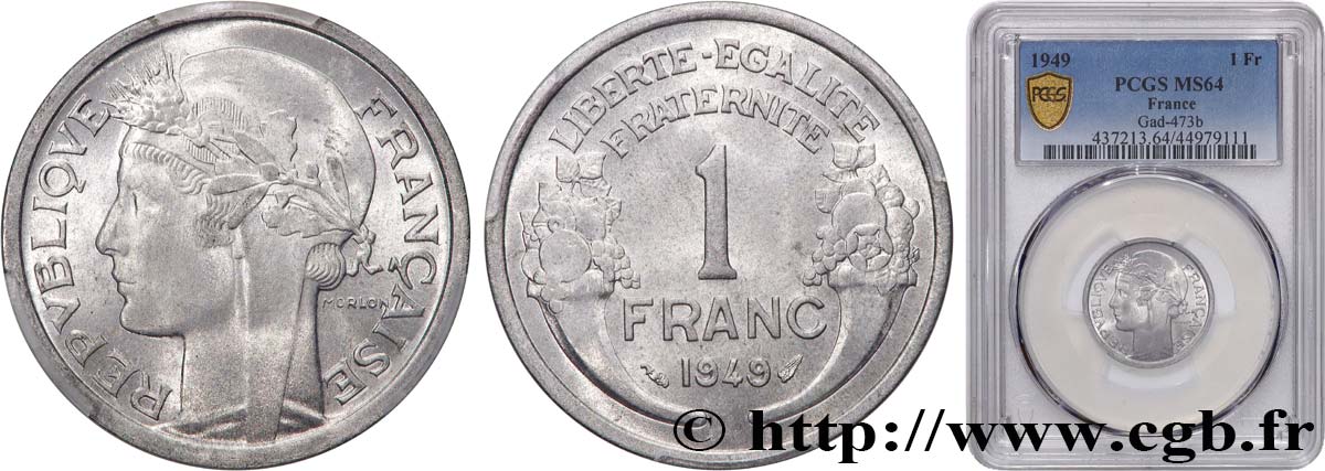 1 franc Morlon, légère 1949  F.221/15 SPL64 PCGS