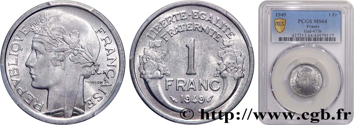 1 franc Morlon, légère 1949  F.221/15 MS64 PCGS