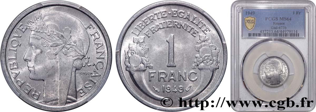 1 franc Morlon, légère 1949  F.221/15 MS64 PCGS