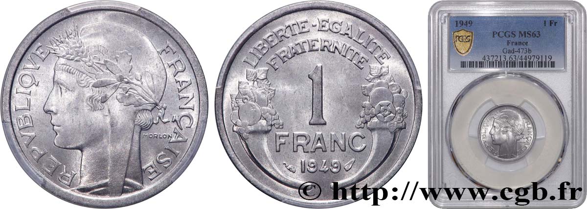 1 franc Morlon, légère 1949  F.221/15 SC63 PCGS