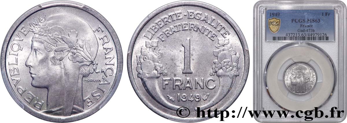 1 franc Morlon, légère 1949  F.221/15 SPL63 PCGS