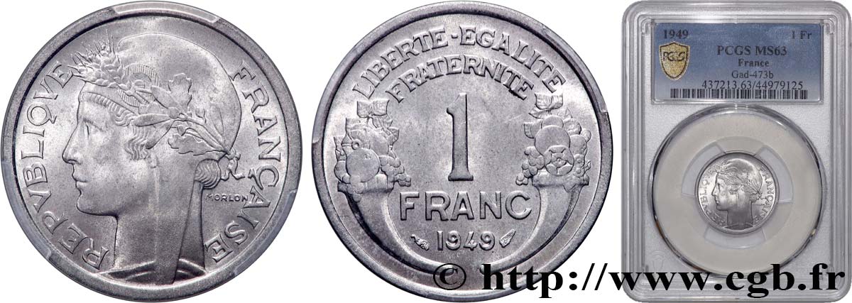 1 franc Morlon, légère 1949  F.221/15 fST63 PCGS