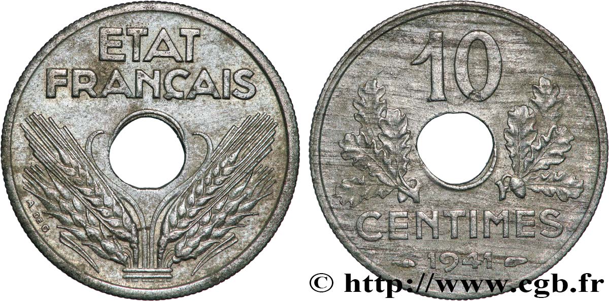 10 centimes État français, grand module 1941  F.141/2 TTB+ 