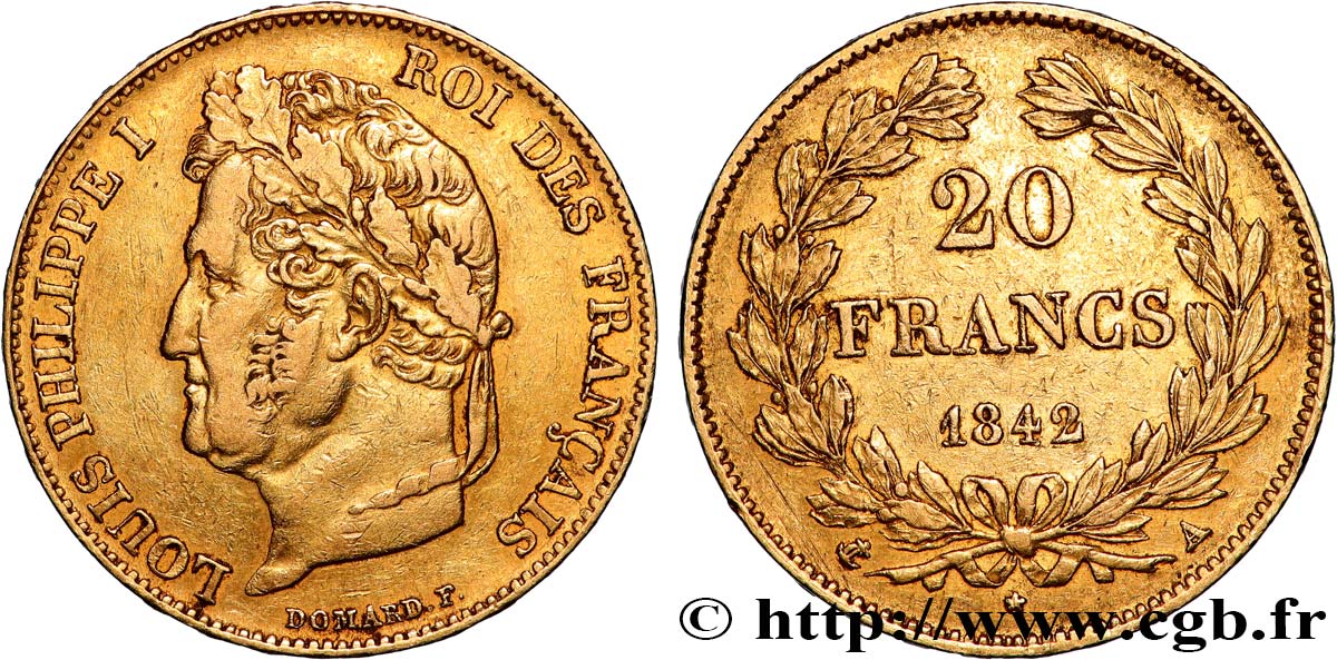 20 francs Louis-Philippe, Domard 1842 Paris F.527/27 MBC 