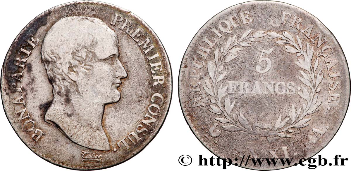 5 francs Bonaparte Premier Consul 1803 Paris F.301/1 TB 